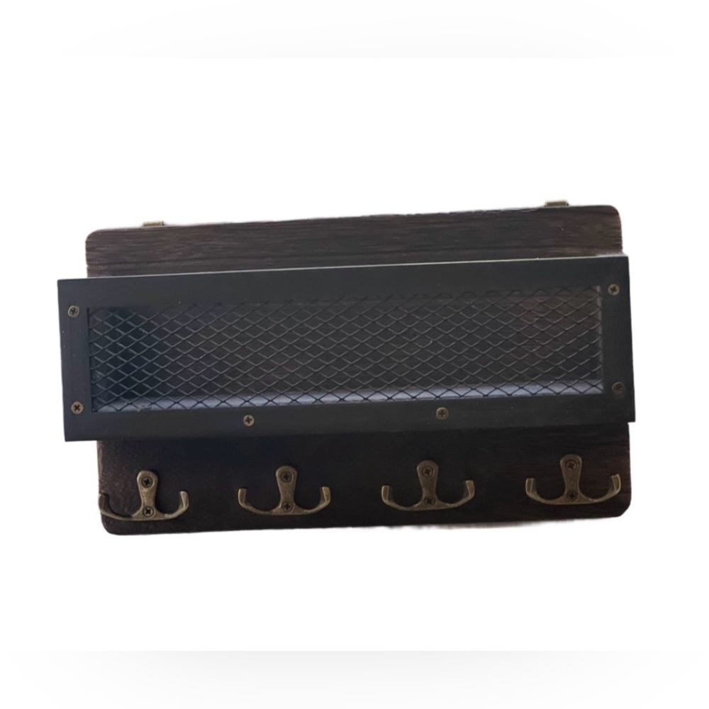 Rustic Black and Brown Wall Hook Rack